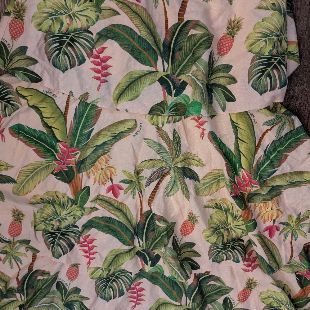 Farm Rio Fruit Forest Open-Back Floral-Print Linen-Blend Maxi Dress Size Medium - Picture 8 of 16